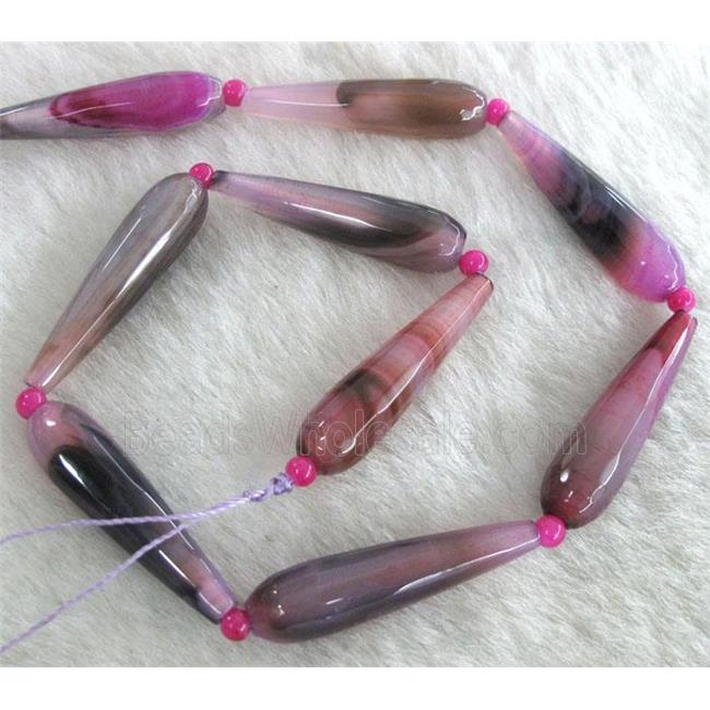 hotpink agate beads, faceted teardrop