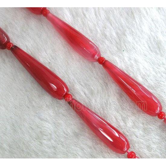 red agate bead, faceted teardrop