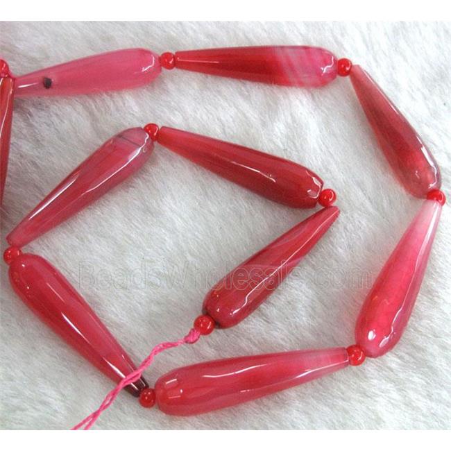 red agate bead, faceted teardrop