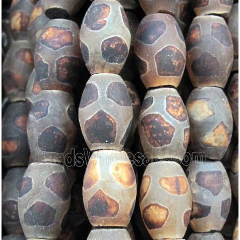 tibetan style Agate beads, matte, barrel