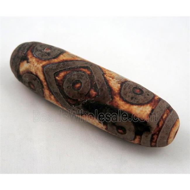 natural tibetan Dzi beads, barrel, brown