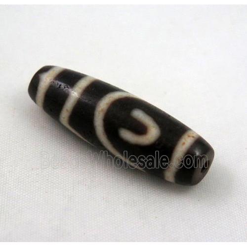 natural tibetan Dzi beads, barrel, black