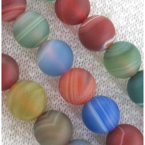 round matte striped agate beads, mixed color