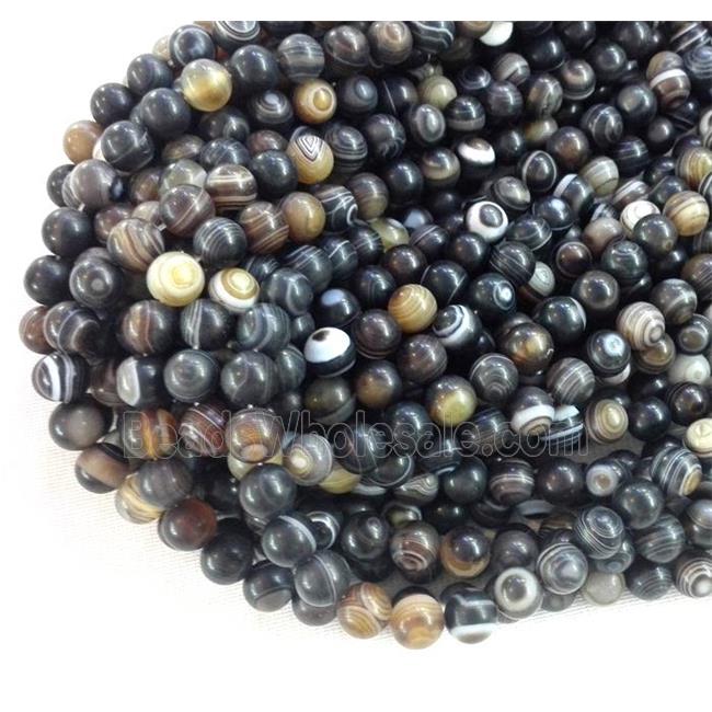 round matte stripe agate beads, eye, coffee