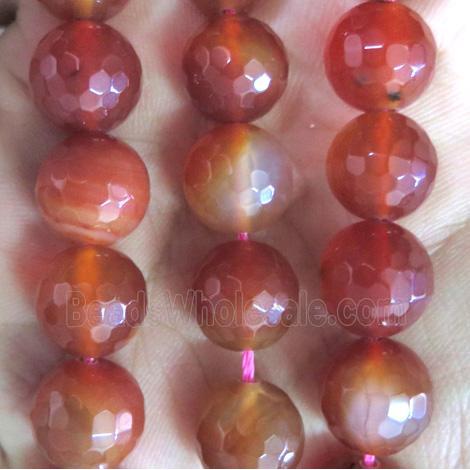 ruby red agate bead, faceted round