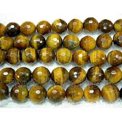 Natural Tiger Eye Stone Beads Faceted Round A-Grade