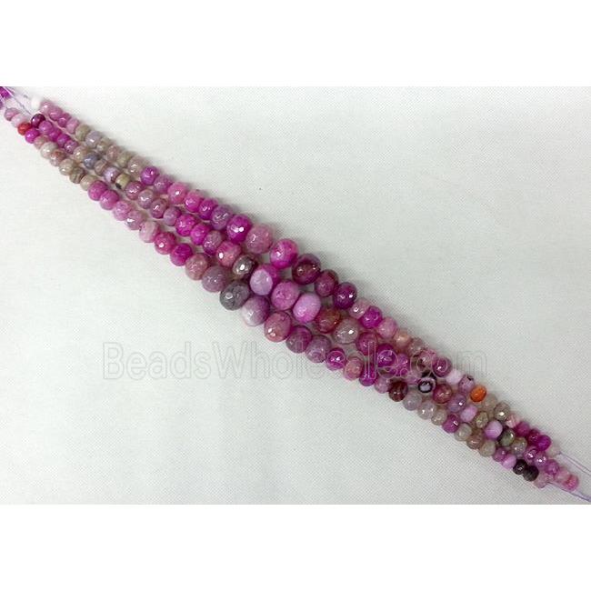 hotpink Agate rondelle beads Necklace Chain