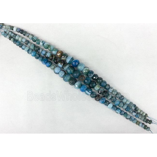 blue Agate beads Necklace Chain, faceted rondelle