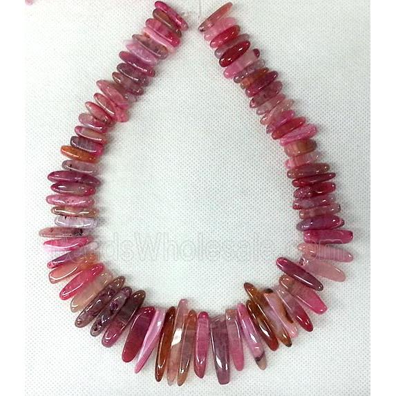 pink Agate stick beads Necklace Chain