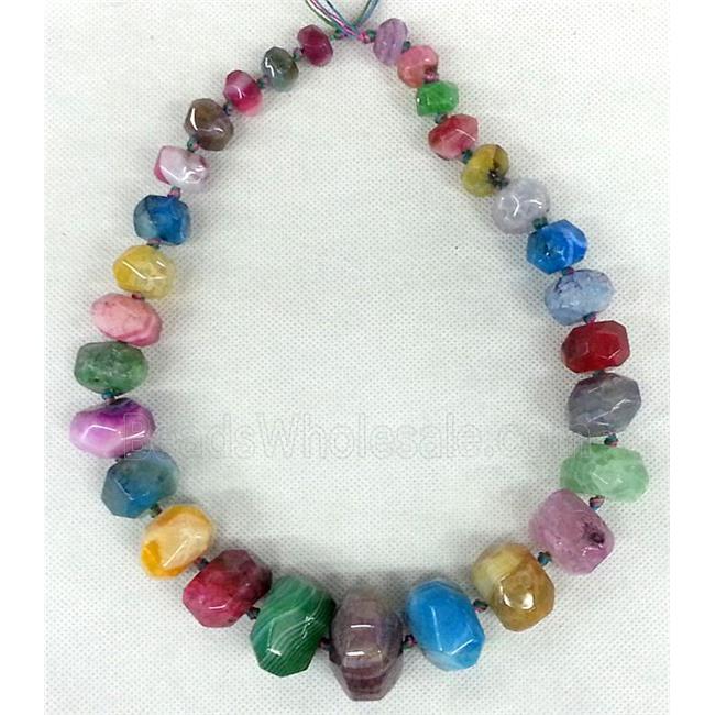 Agate Necklace Chain, rondelle, mix color