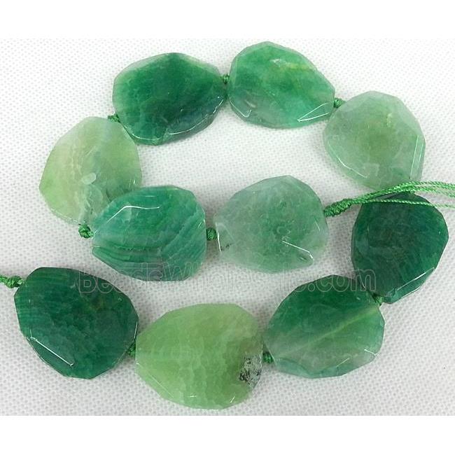 Agate Slice beads, freeform, green