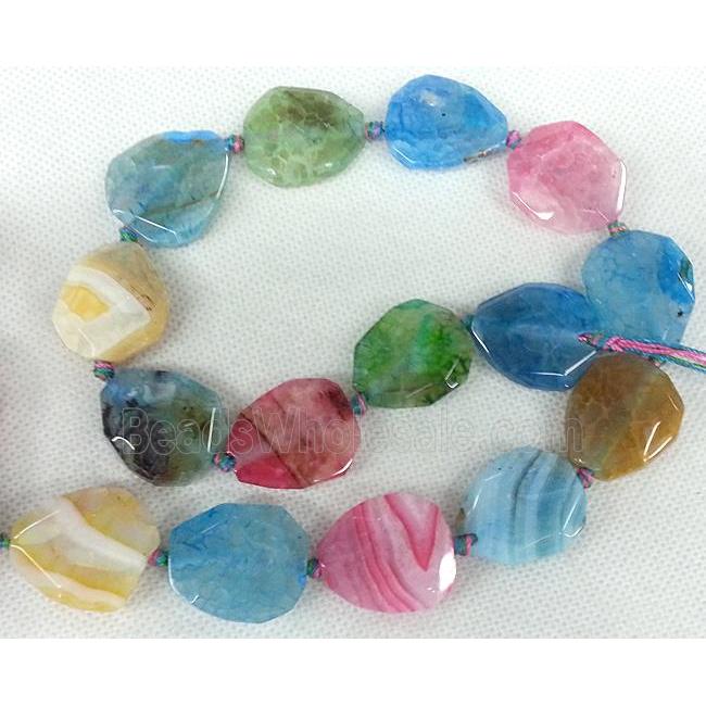 Agate Slice beads, freeform, mixed color