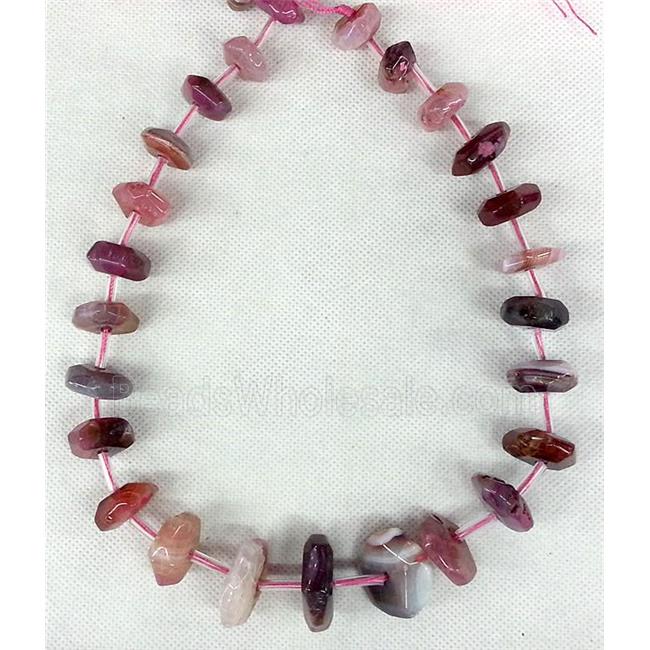 Agate beads chain necklace, heishi, pink