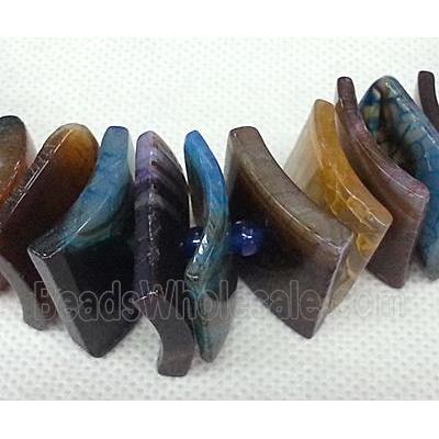 Agate stone beads chain necklace, chips, mixed color