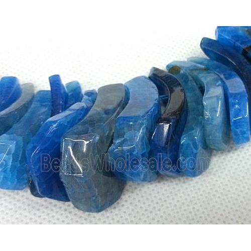 blue Agate Slice beads necklace chain, chips