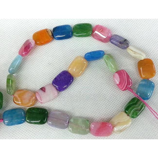 Agate stone beads, rectangle, mixed color