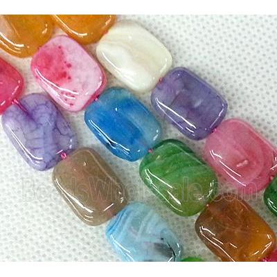 Agate stone beads, rectangle, mixed color