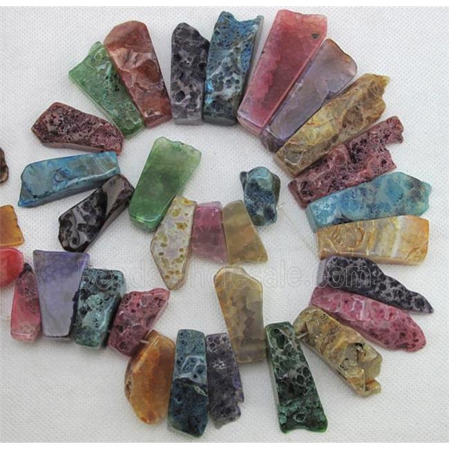 Natural rock agate beads, freeform, mixed color
