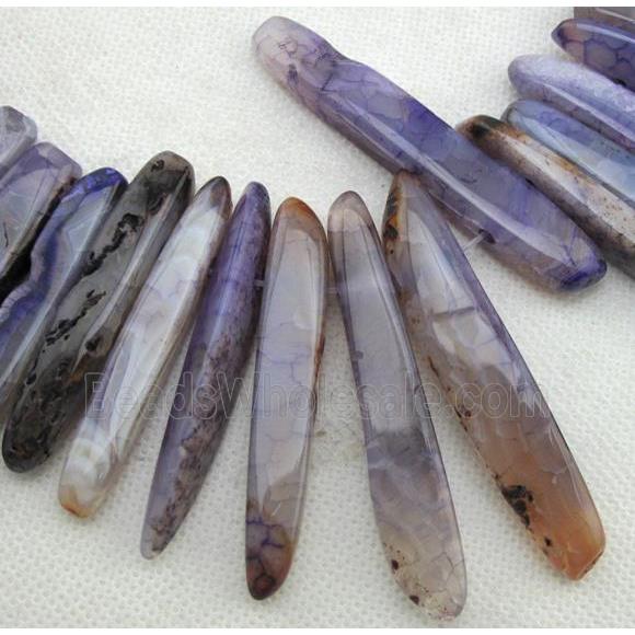 Natural agate bead, freeform, purple