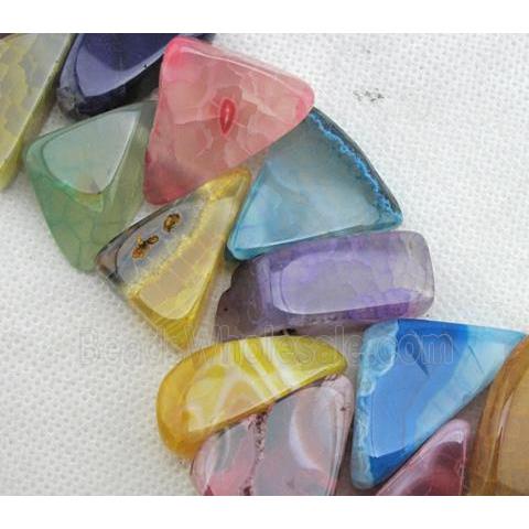 Natural agate bead, triangle, mixed color