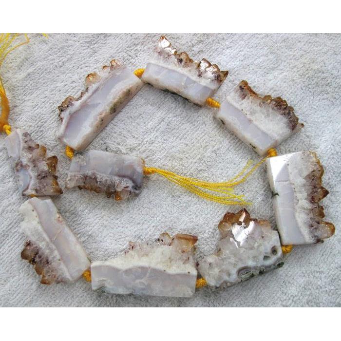 citrine slab beads with druzy, freeform