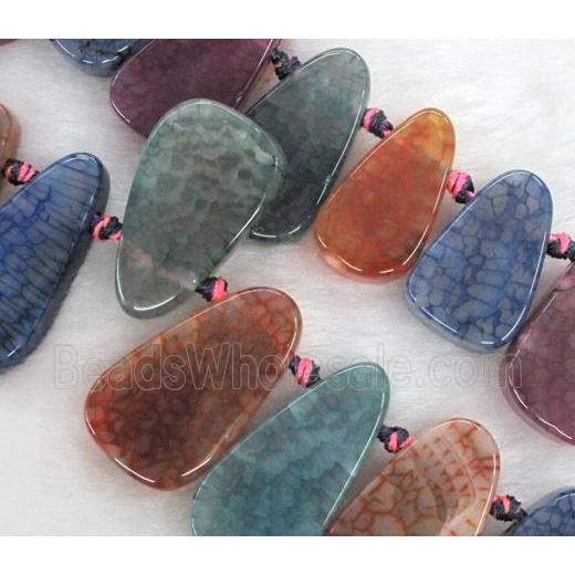 agate stone bead, teardrop, colorful