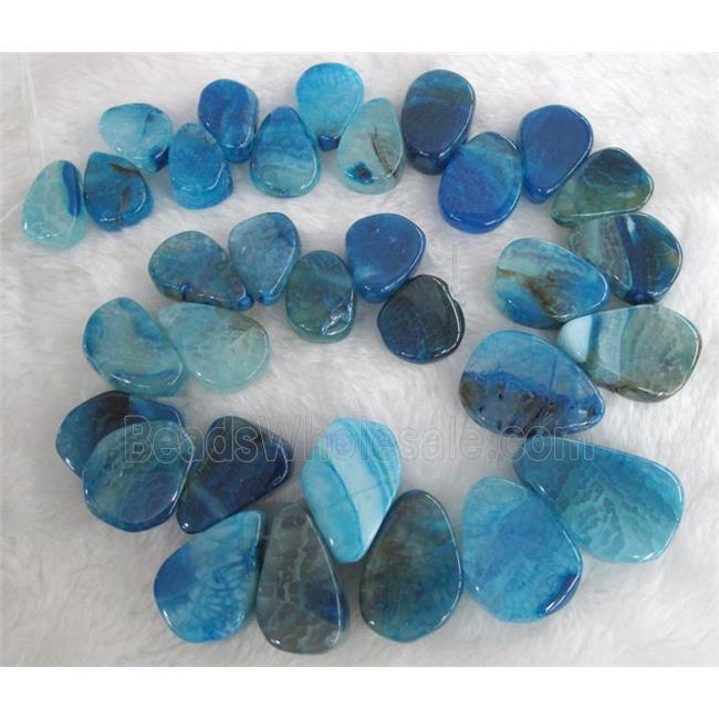 agate stone bead, teardrop, blue
