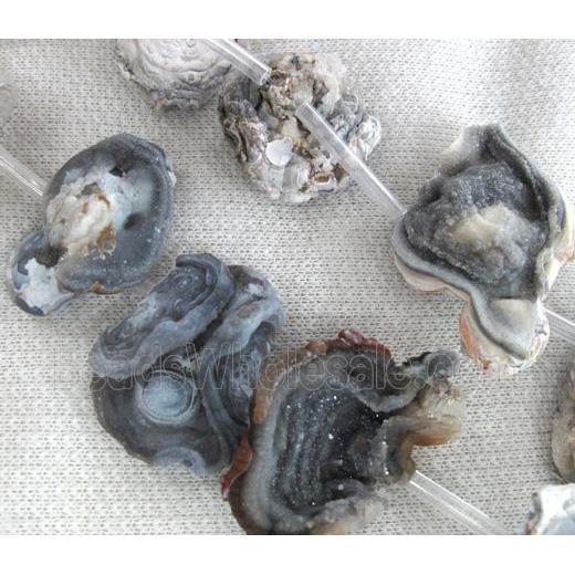 natural agate beads with druzy, freeform
