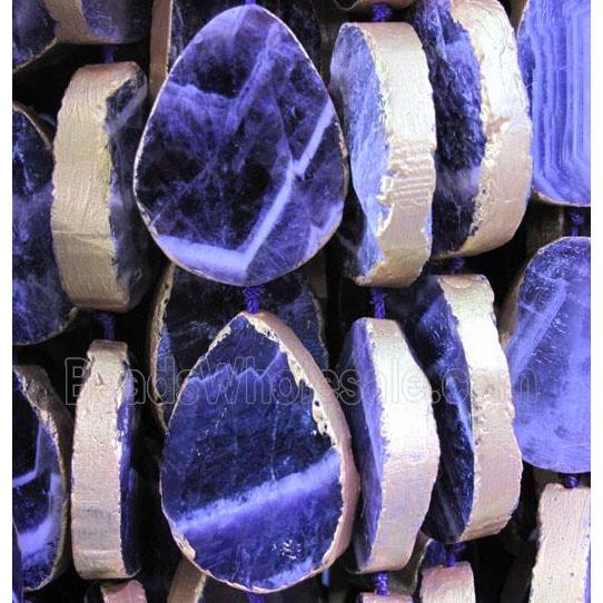 dog-tooth amethyst beads, teardrop, no-polished