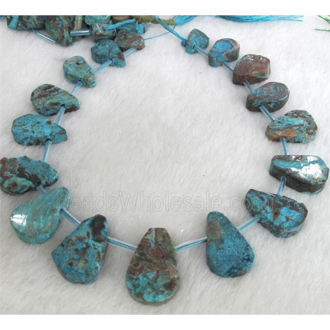 blue Ocean Jasper collar beads, teardrop, top drilled