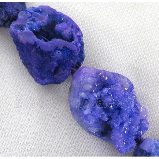 druzy agate bead, freeform, purple