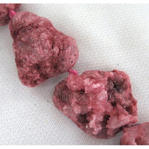 druzy agate beads, freeform, pink