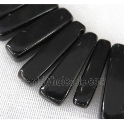 black agate bead for necklace, stick, freeform