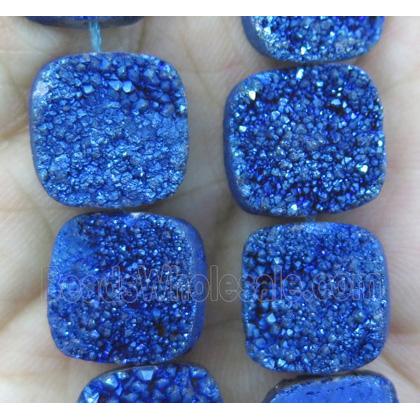 blue druzy quartz beads, square