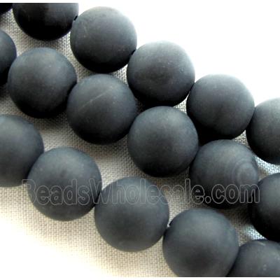 round matte agate onyx Beads, black