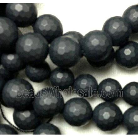 matte black onyx agate Bead, faceted round
