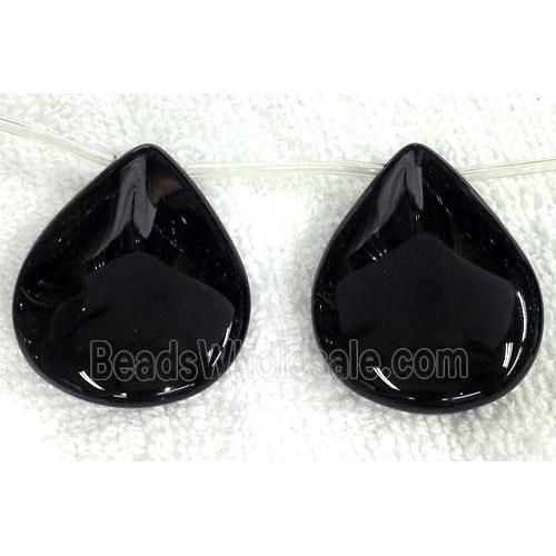 natural black Onyx Agate Beads, teardrop, top-drilled