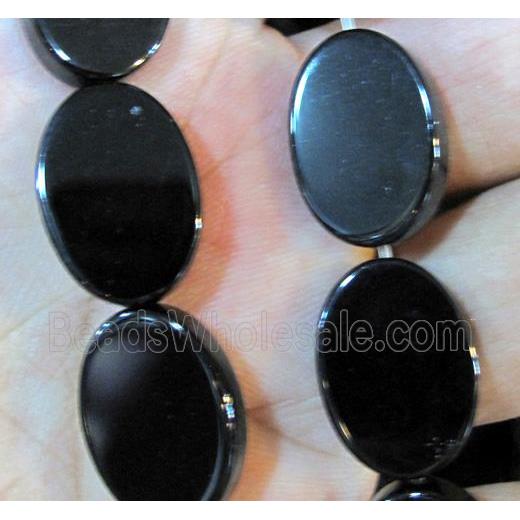 natural onyx beads, flat oval, A-grade