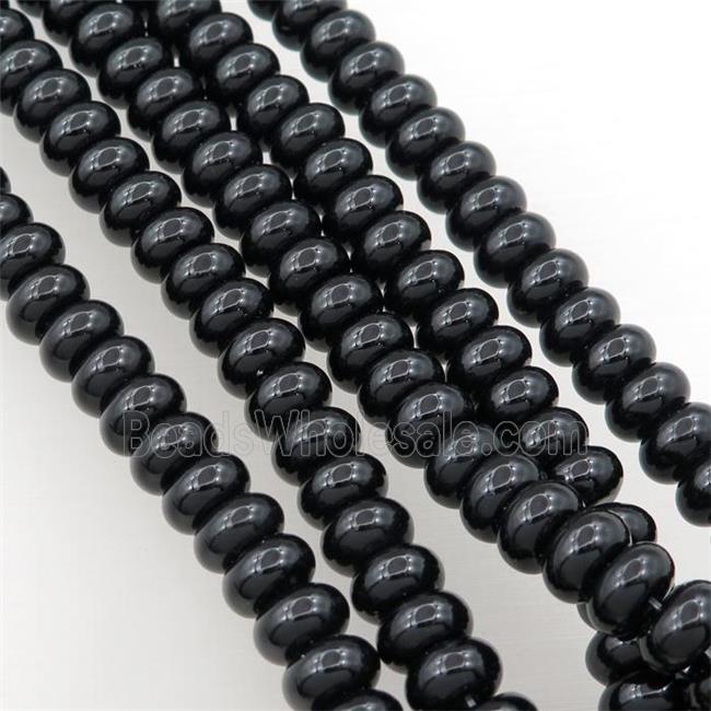 black onyx agate bead, rondelle
