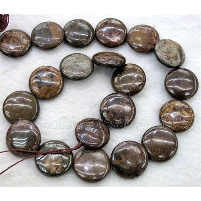 Bronzite Stone Bead, coin round