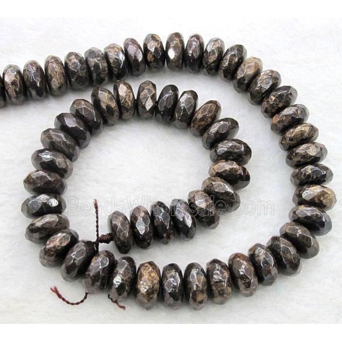 Bronzite Beads, faceted rondelle