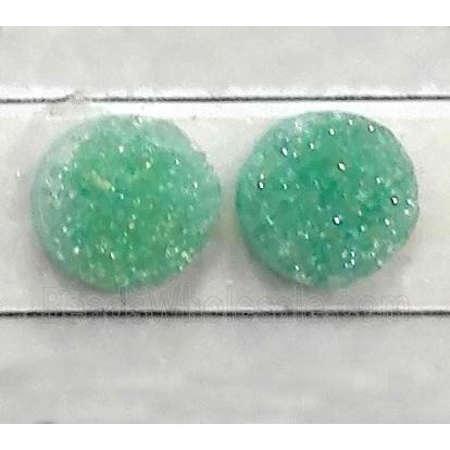druzy quartz cabochon, flat-round, green