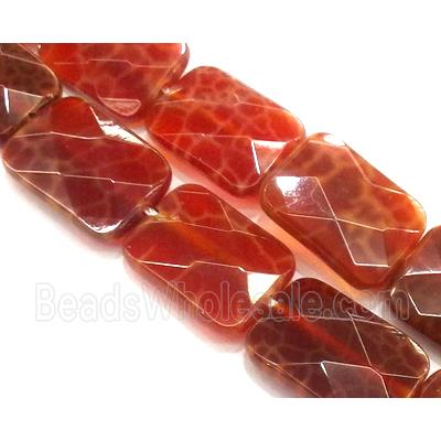 ruby Fire Agate Beads, faceted rectangle, grade A