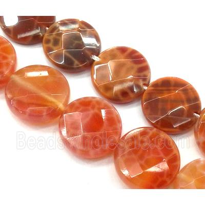 ruby Fire Agate Beads, faceted circle, grade A