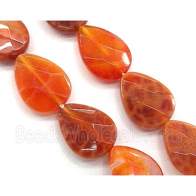 ruby Fire Agate beads, faceted teardrop, grade A