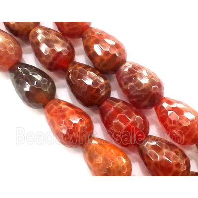 ruby fire Agate beads, faceted teardrop, grade A