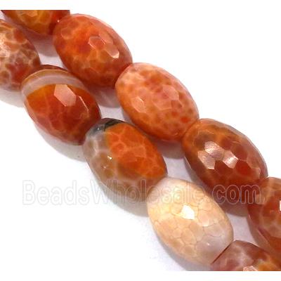 ruby fire Agate beads, faceted barrel, grade A