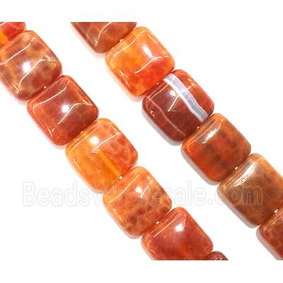 ruby fire Agate beads, square, grade A