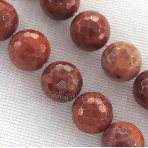 Ruby Fire Agate Beads, faceted round