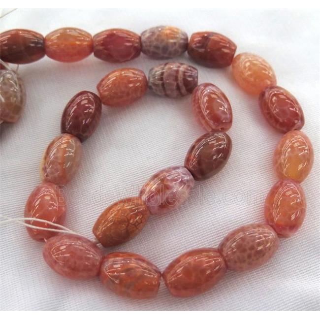 ruby fire agate beads, barrel
